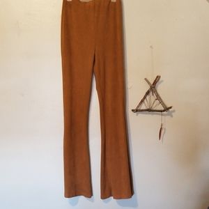 High waist faux suede pants